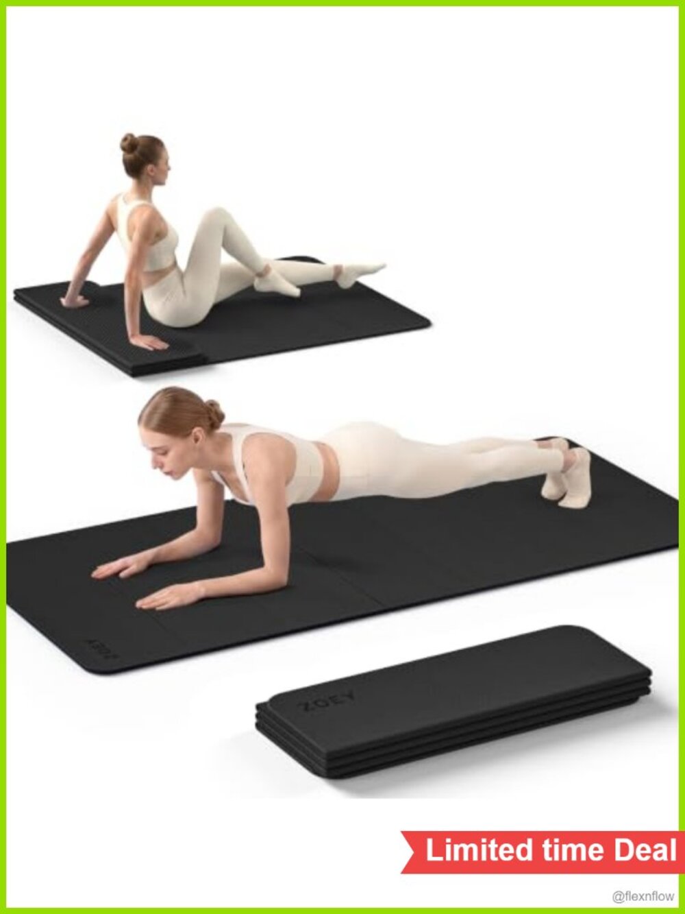 7-Fold Foldable Yoga Mat 74.8x31.5 Extra Wide XL Non-Slip TPE Eco Travel